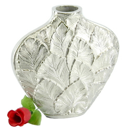 Aluminium Vase Leaves Nickel Plated