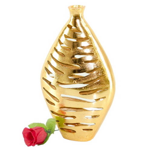 Aluminium Vase Tall Gold Plated