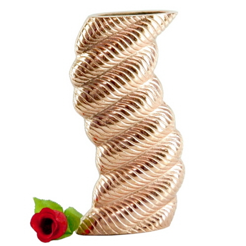 Aluminium Vase Copper Plated Ribbed