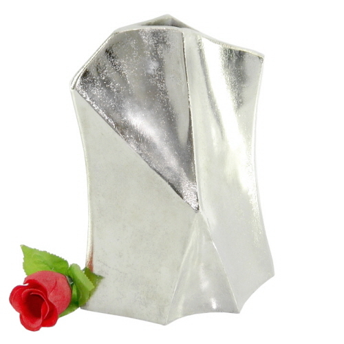 Aluminium Vase Modern Raw Nickel Plated