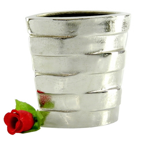 Aluminium Planter Raw Nickel Plated - Various Sizes, Silver Finish | Elegant Design, Durable, Easy to Clean, Modern Cylindrical Shape