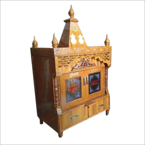 Indoor Wooden Temple - Polished Wood, Intricately Carved Design, Spacious Arrangement for Deities | Durable, Easy to Clean, Traditional Meets Contemporary