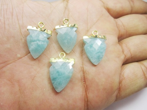 Amazonite Tooth Shape Gold Electroplated Pendant
