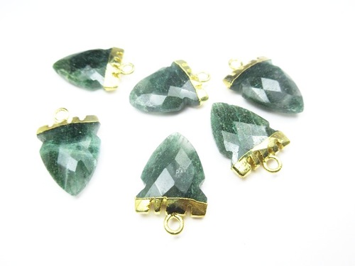 Green Aventurine Gold Electroplated Pendant Size: 20X15Mm Approx