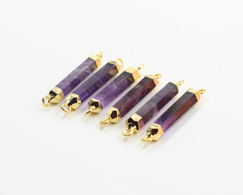 Gold Electroplated Amethyst Point Pencil Connector