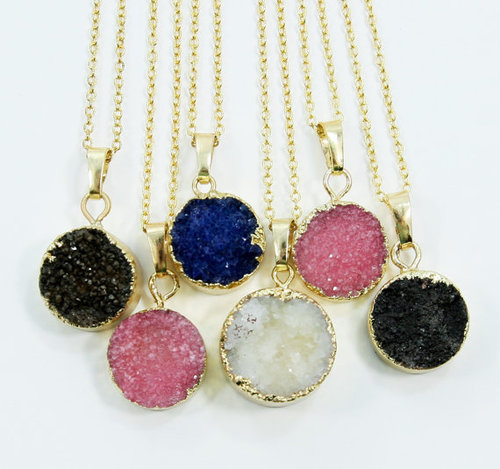 Druzy Long Chain Necklace Gender: Unisex