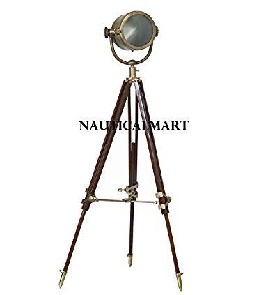 Classical Designer Tripod Floor Searchlight / Spotlight With Brass Finish Stand