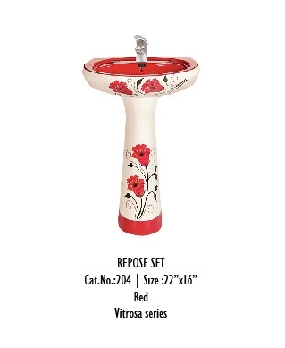 Painted Pedestal Wash Basin