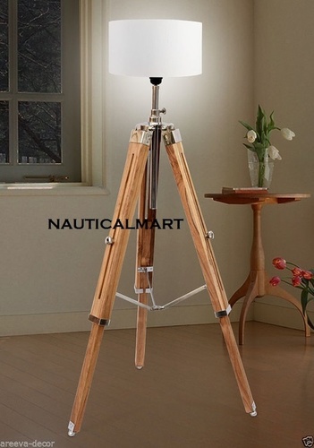 Nautical Premium Quality Teak Wooden Floor Lamp Home Decor With Shade By Nautical Mart Inc.