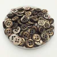 Real Shell Shirt Button - Plastic, 9.5-10.16 Mm, Light Brown | 4 Holes Design, Aesthetic Appeal, Eye-catchy Look, Flatback Style