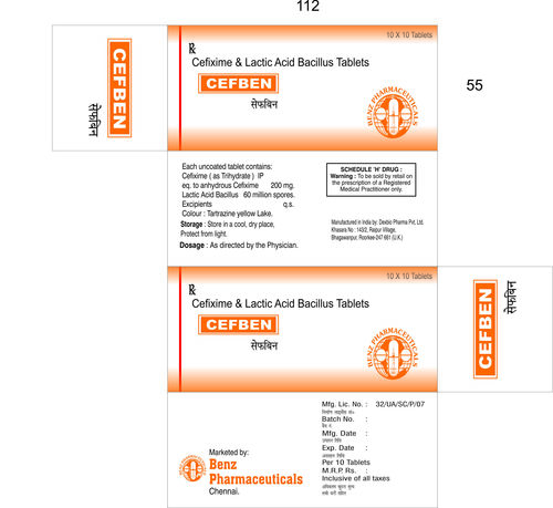 CEFBEN CV Tablets - Orange, Blister Pack of 10 | Pain Relief, Inflammation Reduction, Fast Acting