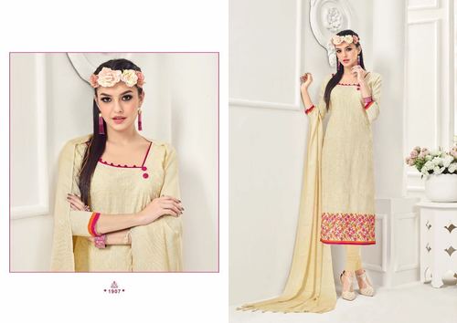 Queen Pashmina - Off-White Pashmina, Embroidered Top, Dyed Bottom, Dyed Dupatta, Soft Comfortable Fit