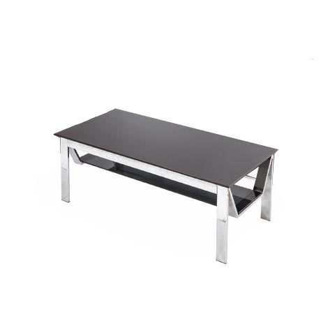 Mavi Centre Table - Toughened Glass 12mm/8mm, SS Pipe Frame with Chrome Finish | Contemporary Black Design, Durable, Easy to Clean, Hygienic, Rust Proof, No Assembly Required