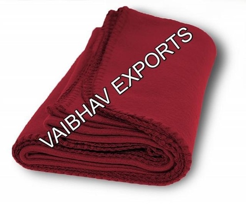 Hospital Blanket - 150x200cm Red/Dark Blue | 70-80% Wool/100% Polyester Fleece Hemmed Edges Skin-Friendly Softness Plain Dyed Design
