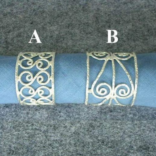 Brass Napkin Rings Set of 2 pcs. - Brass, Pewter Plated, 1.5x1.5 Inches, Silver | Elegant Filigree Design, Durable, Reusable, Easy to Clean