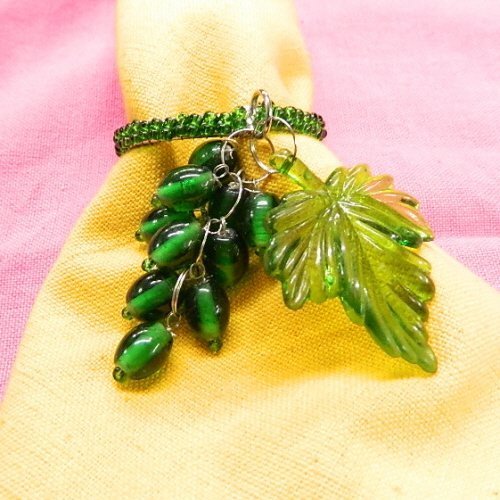 Glass Beads Napkin Ring Green