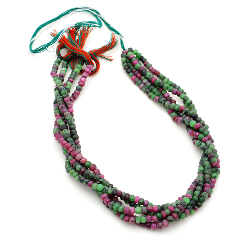 Ruby Zoisite 3-4mm Faceted Gemstone Strand