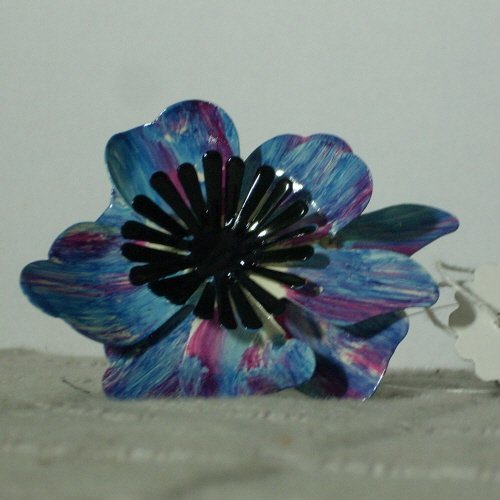 Napkin Ring Blue Hand Painted Flower - Iron 2-3 Inches, Elegant Floral Design