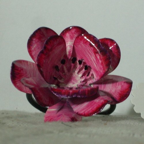 Iron Napkin Ring Pink Flower Hand Painted