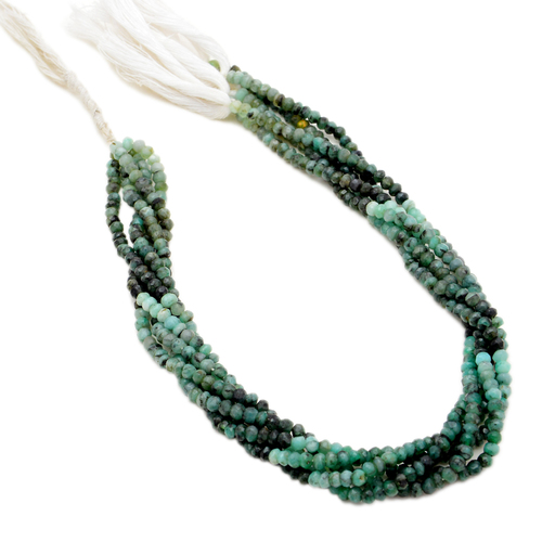 Shaded Emerald 3-4mm Faceted Beads 13 Inch Strand