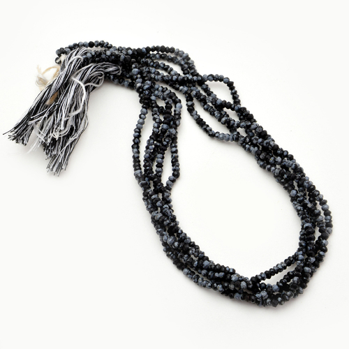 Necklaces 13 Inch Snowflake Obsidian 3-4Mm Bead Strand