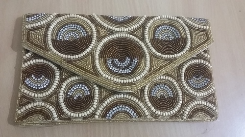 Gold/Brown Fashionable Ladies Baeaded Clutch