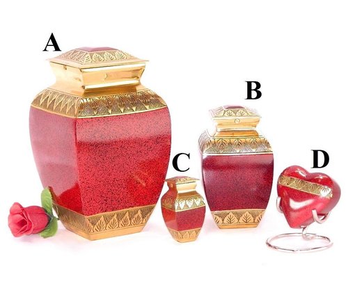 Brass Cremation Urns Renaissance Brass Red - Brass, Set of 4, Sealed Closure, Engraving Available