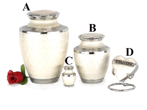Brass Cremation Urns Silver Enamel
