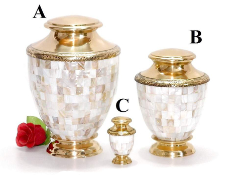 Brass Cremation Urns Elite Mother of Pearl
