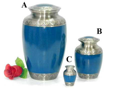 Brass Cremation Urns Athens Pewter Blue Classic