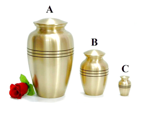 Brass Cremation Urns Brushed Brass Classic