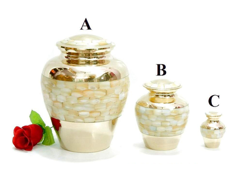 Brass Cremation Urns Mother of Pearl