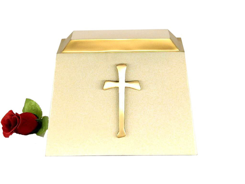 Brass Cremation Urn Ivory Matte