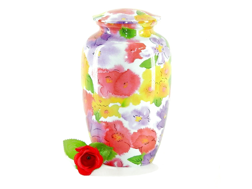 Aluminium Cremation Urn Floral Prints