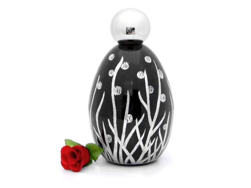 Aluminium Cremation Urn Black 10x7 Inches, Screw Top Closure, Engraved, Durable Brass Accents