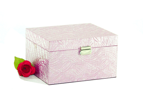 Wooden Cremation Urn Pink Faux Leather