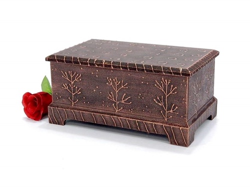 Wooden Cremation Urn Antique Copper