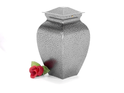 Iron Cremation Urn Silver Powder Coated