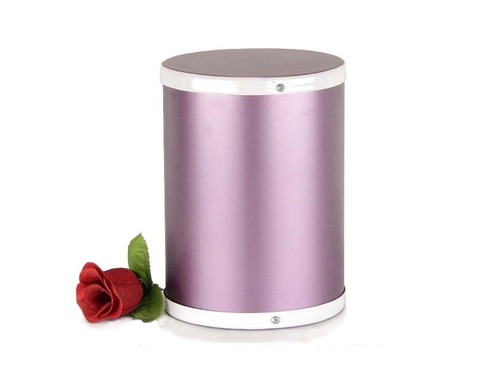 Iron Cremation Urn Purple - Iron, 8x6 Inches, Silver Powder Coated | Durable, Elegant Design, Screw Top Seal