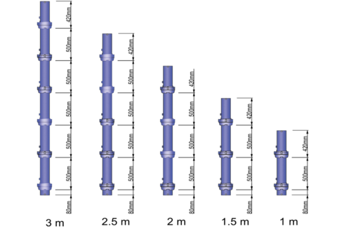 Cuplock Standard - 48 mm OD Steel 1.00 to 3.00 Mtr Lengths | Malleable Casting Top Cups High Quality Steel Bottom Cups Multi-Surface Treatments