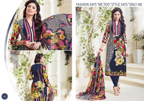 Indian Designer Latest Fancy Salwar Kameez Suit - Pashmina Top, 2.75 Mtr Printed Bottom, Chiffon Printed Dupatta, Gray, Full Sleeves, Breathable, Washable
