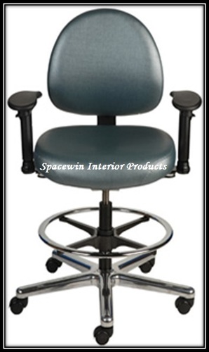 ESD Chair - Steel & Vinyl, Adjustable Height, Gray Color, Circular Base | Customizable Options, Comfortable Seating, 300 lbs Capacity