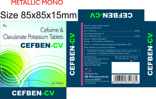 Antibiotics - 85x85x15 mm Blue Tablets, Cefixime Clavulanate | Pain Relief, Anti-Inflammatory, Infection Treatment