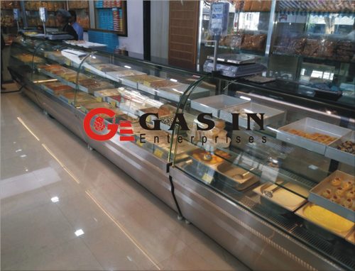 Pastry Display Counter - Stainless Steel, 60x24x48 Inches | Curved Design for Pastries, Cakes, and Mousse
