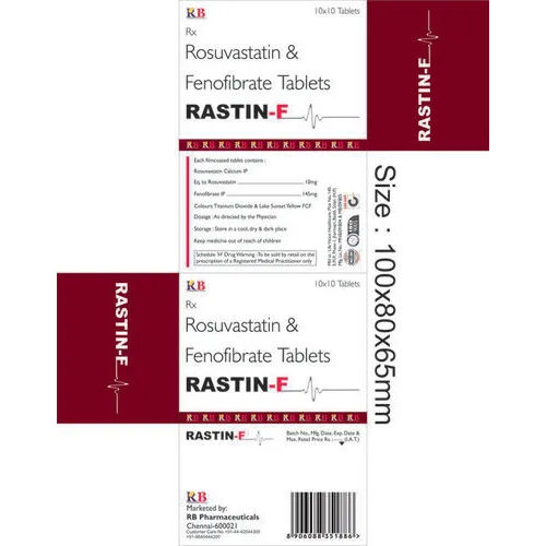 Anti Cholesterol - Cardboard Packaging, 100x80x65mm, 100 Tablets | Rosuvastatin & Fenofibrate, Pain Relief, Inflammation Reduction