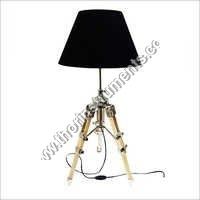 Nautical Teak Tripod Table Lamp Black Shade Decor