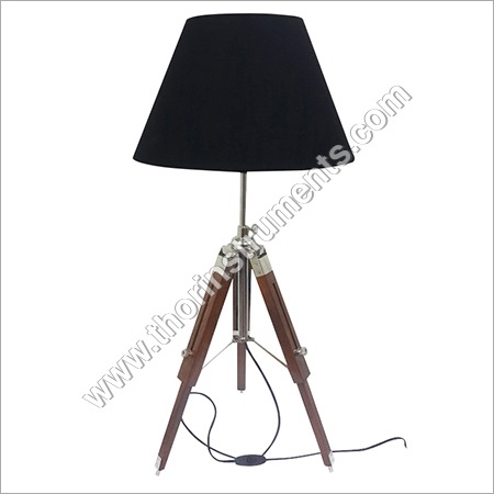 Brown Wooden Tripod Table Shade Lamp Power Source: Electric