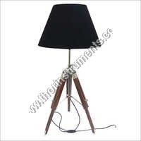 Brown Wooden Tripod Table Shade Lamp