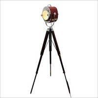 Nautical Red Leather Spot Light Black Wood Stand