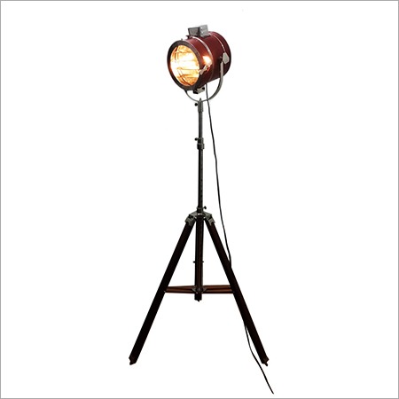 Red Leather Chrome Spot Light Floor Lamp Stand By THOR INSTRUMENTS CO.